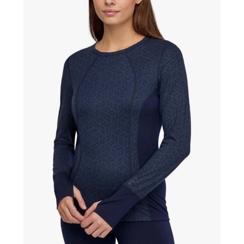LOLË Athletic Top Women's M Wool Blend Geometric Print Thumbholes